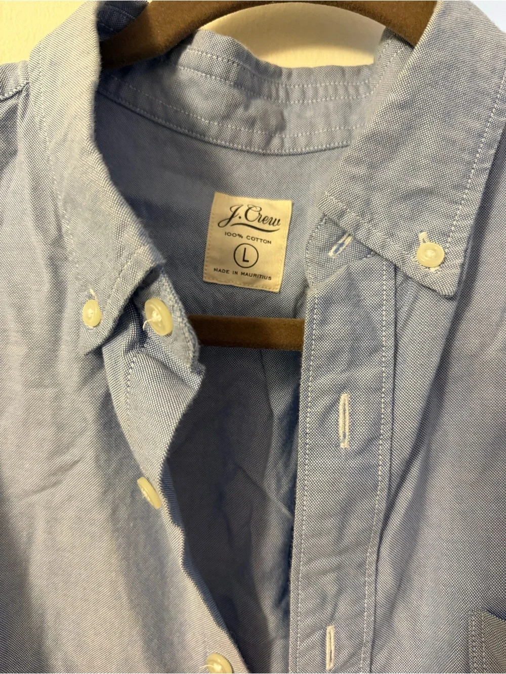 J. Crew Light Blue Short-Sleeve Oxford Button-Down Shirt size L